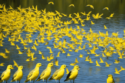 yellow bird in water